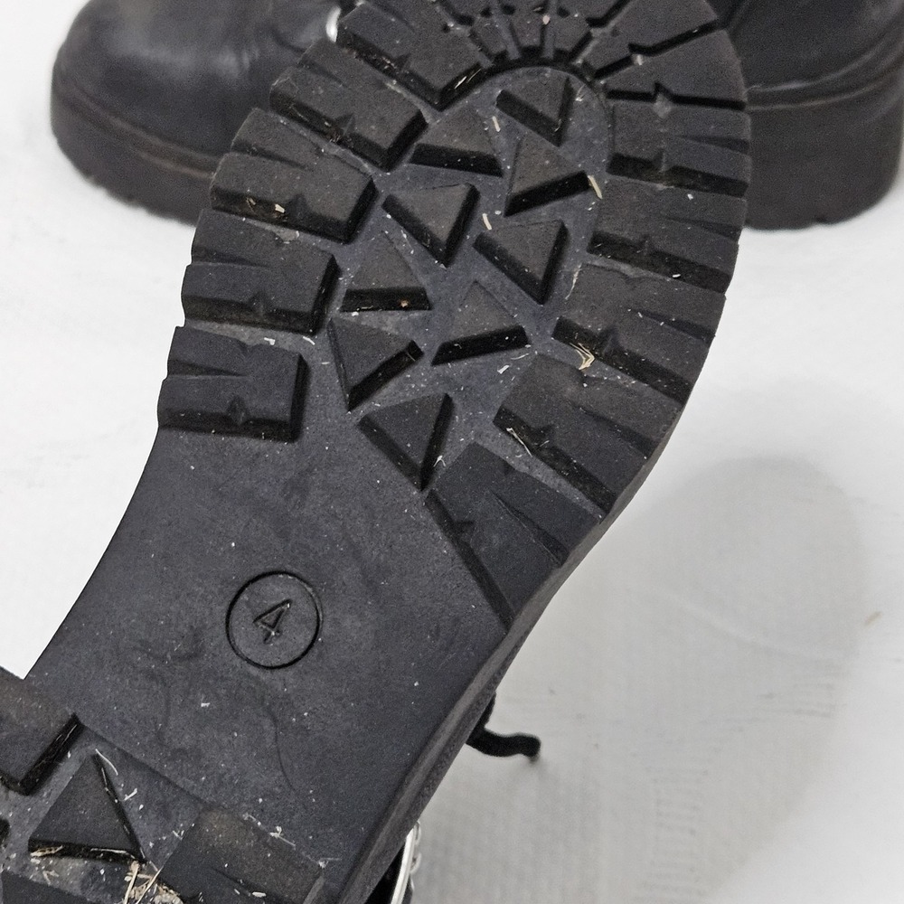 Cupcake Couture Boots Girls 4 Black Jett Platform Lug Sole Combat Buckle Ankle - Picture 6 of 12